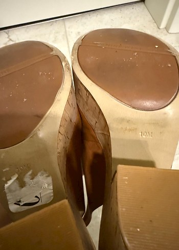 Nine West Camel Rengi Deri Kadın Dolgu Topuklu Ayakkabı - Görsel 9