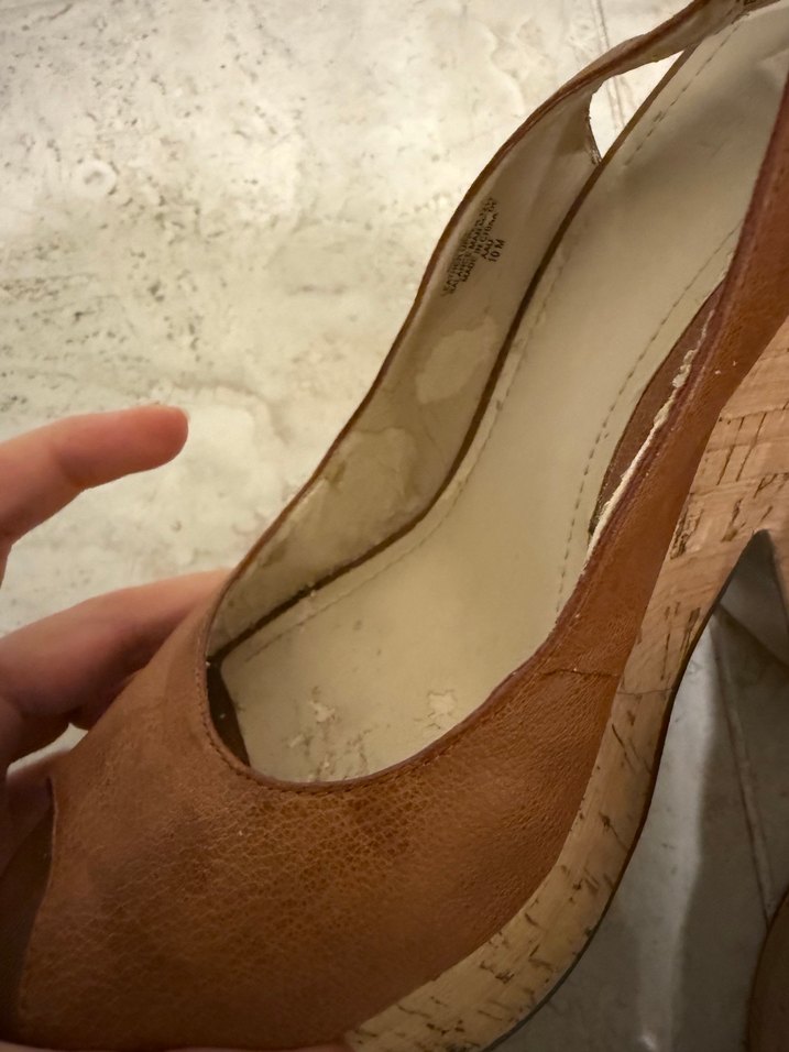 Nine West Camel Rengi Deri Kadın Dolgu Topuklu Ayakkabı - Görsel 4