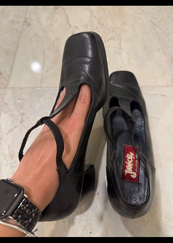 Gerçek Deri Siyah Topuklu Klasik Ayakkabı - Görsel 6