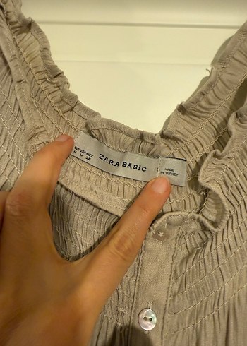 Zara Bej Düğmeli Bohem Bluz - Görsel 3