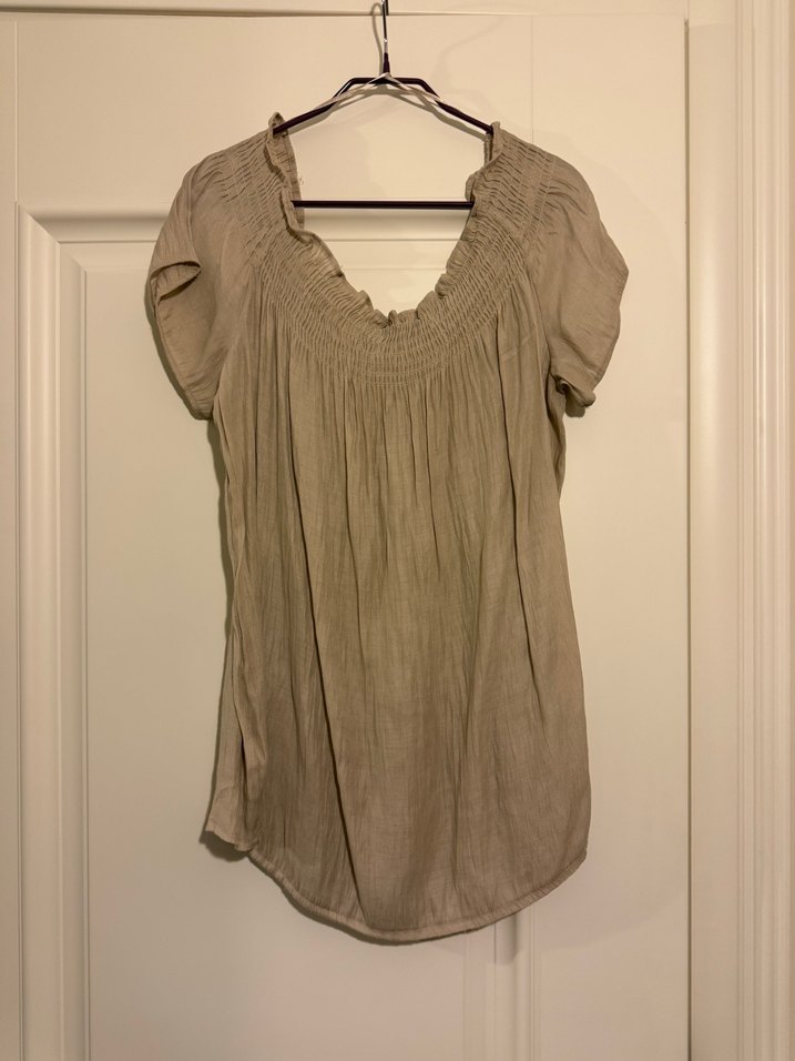 Zara Bej Düğmeli Bohem Bluz - Görsel 2