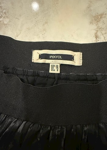 İpekyol Suni Deri Siyah Pileli Deri Etek - Görsel 5