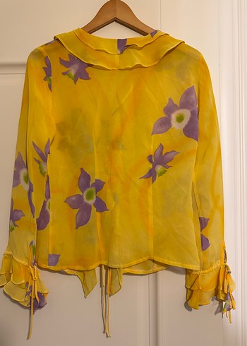 Roman marka Sarı Çiçekli Fırfırlı Kadın Bluz - Görsel 2