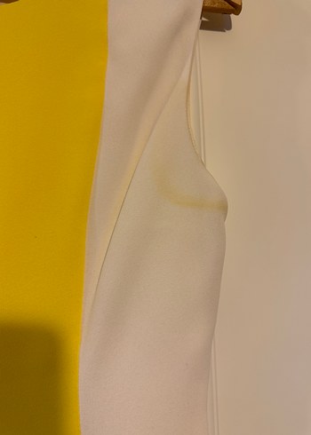 Roman Sarı-Beyaz Mini Ofis Elbisesi - Görsel 4