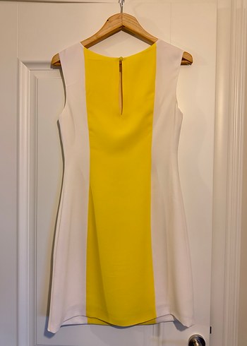 Roman Sarı-Beyaz Mini Ofis Elbisesi - Görsel 2