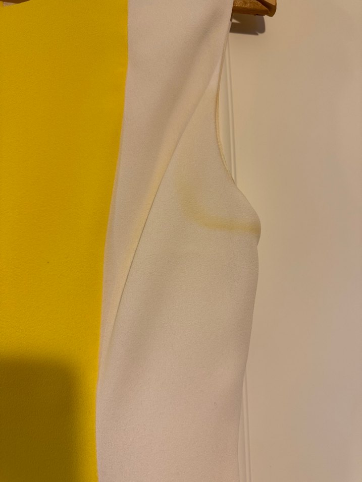 Roman Sarı-Beyaz Mini Ofis Elbisesi - Görsel 4