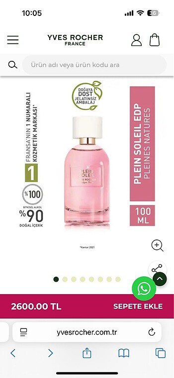 Yves Rocher Plein Soleil Çiçeksi EDP Parfüm 100 ml.
