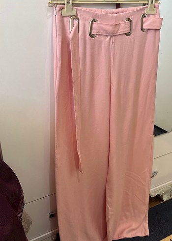 Pembe Kuşaklı Salaş Kadın Pantolon