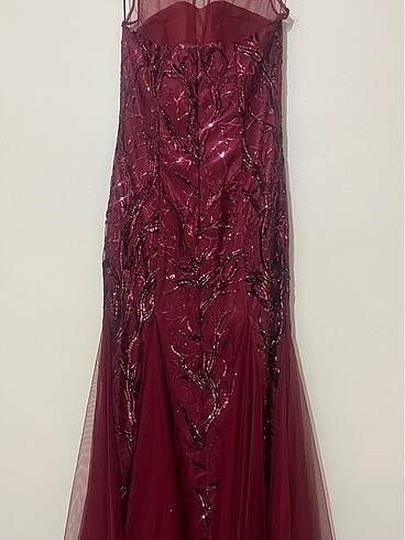 Kına balık model bordo abiye - Görsel 2