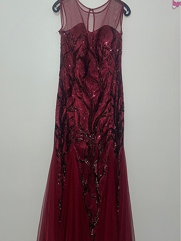 Kına balık model bordo abiye - Görsel 3