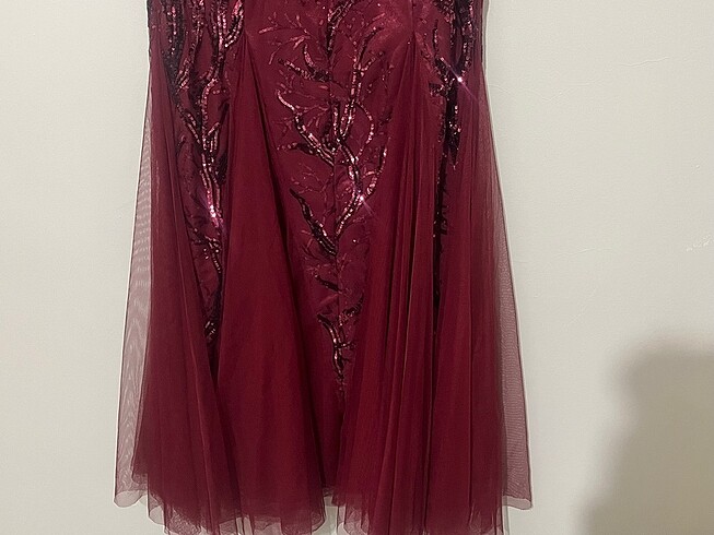 Kına balık model bordo abiye - Görsel 5