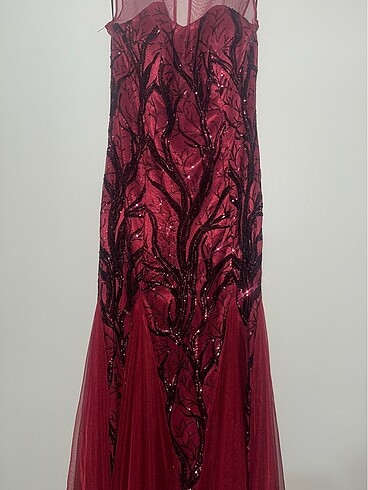 Kına balık model bordo abiye - Görsel 6