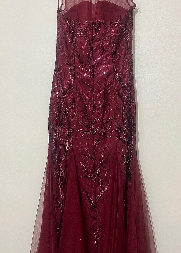 Kına balık model bordo abiye - Görsel 2