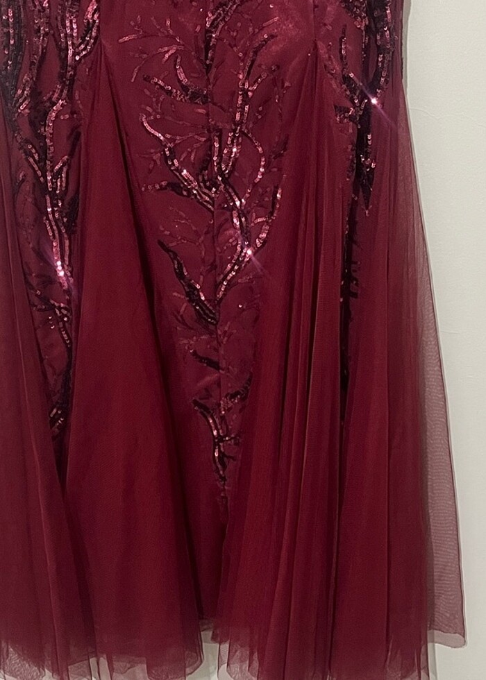 Kına balık model bordo abiye - Görsel 5