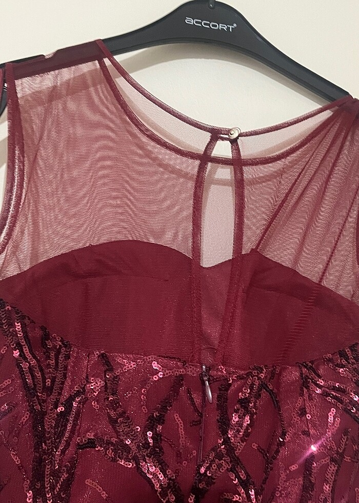 Kına balık model bordo abiye - Görsel 4