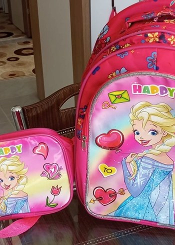 Renkli Pembe Kız Çocuk Okul Çantası Seti