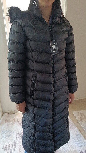 42 Beden siyah Renk Kadın siyah şişme mont