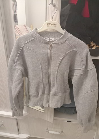Kız Çocuk Gri Fermuarlı Sweatshirt