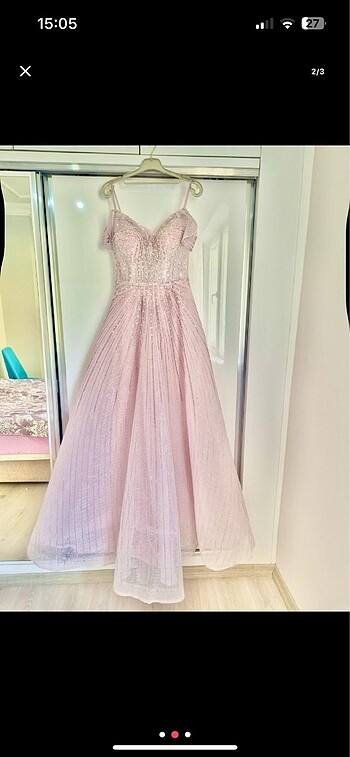 Toz pembe nişan elbisesi