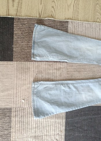 Batik Gri Mavi Bağcıklı Salaş Denim Kadın Pantolon