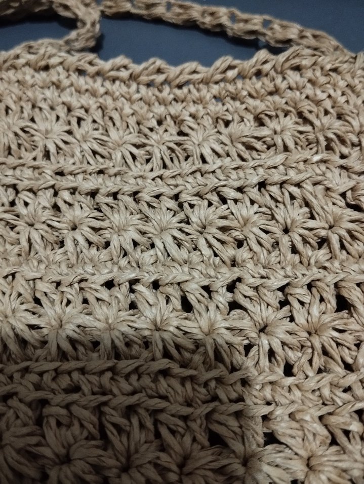 camel rengi kağıt ipten Bohem Kadın Çapraz Çanta - Görsel 3