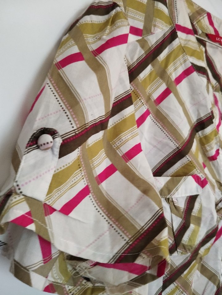 Düğmeli Kısa Kollu Bej Kadın Gömlek - Görsel 4