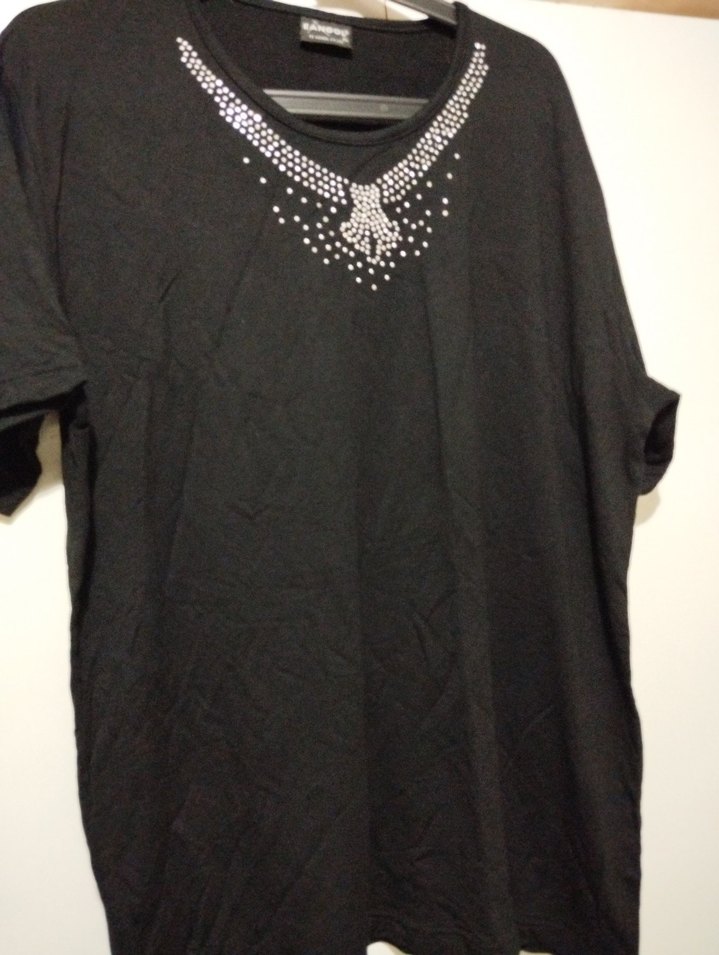 Siyah Payetli kısa Kollu Kadın Bluz - Görsel 2