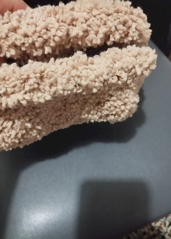 camel renkli teddy burslu örgü çanta - Görsel 3