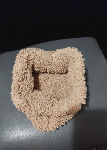 camel renkli teddy burslu örgü çanta - Görsel 2