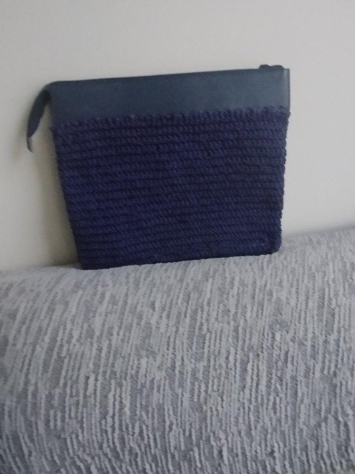 Örgü Detaylı lacivert Kadın Portföy Çanta - Görsel 2