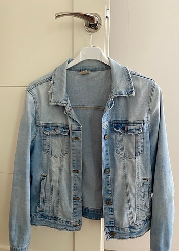 Düğmeli Mavi Kadın Denim Ceket