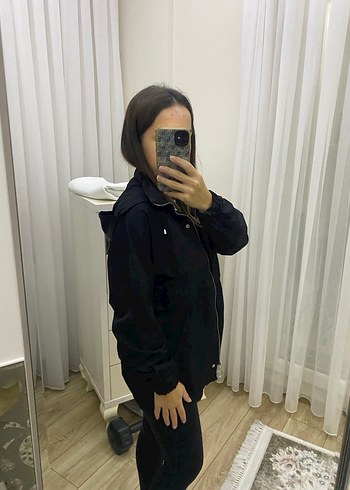 Siyah kadın yağmurluk - Görsel 6