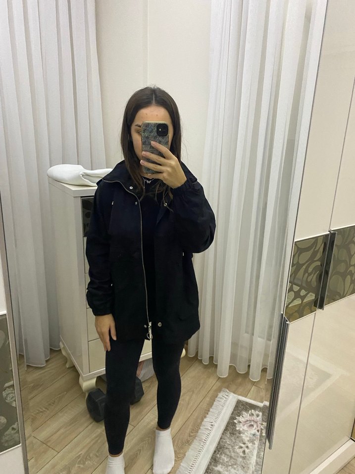 Siyah kadın yağmurluk - Görsel 5