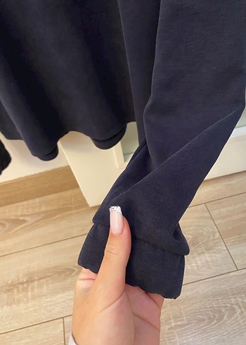 Kadın Lacivert Fermuarlı Kapüşonlu Sweatshirt - Görsel 4