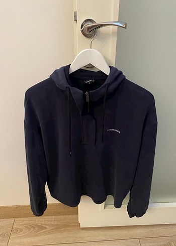 Kadın Lacivert Fermuarlı Kapüşonlu Sweatshirt - Görsel 2