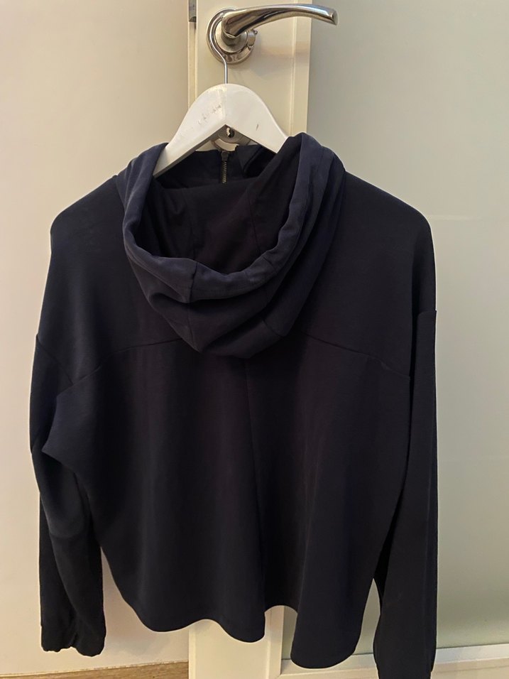 Kadın Lacivert Fermuarlı Kapüşonlu Sweatshirt - Görsel 5