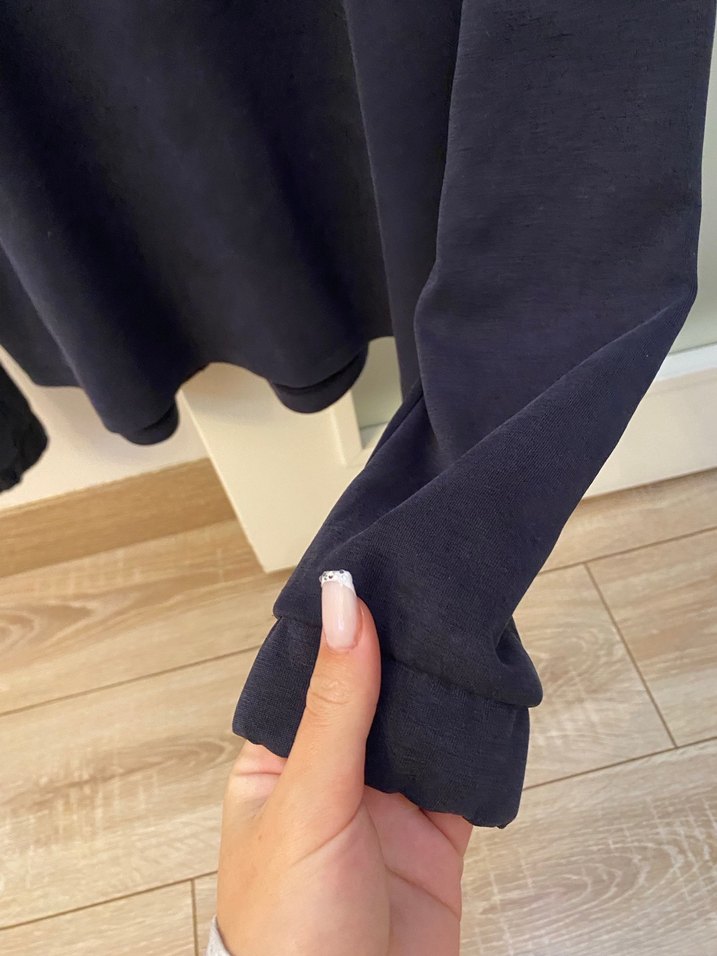 Kadın Lacivert Fermuarlı Kapüşonlu Sweatshirt - Görsel 4