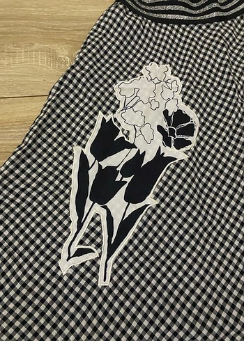 Nakışlı Siyah Kadın Midi Etek - Görsel 3