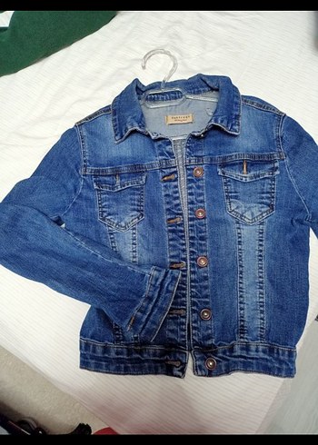 36 Beden mavi Renk Düğmeli Mavi Denim Ceket