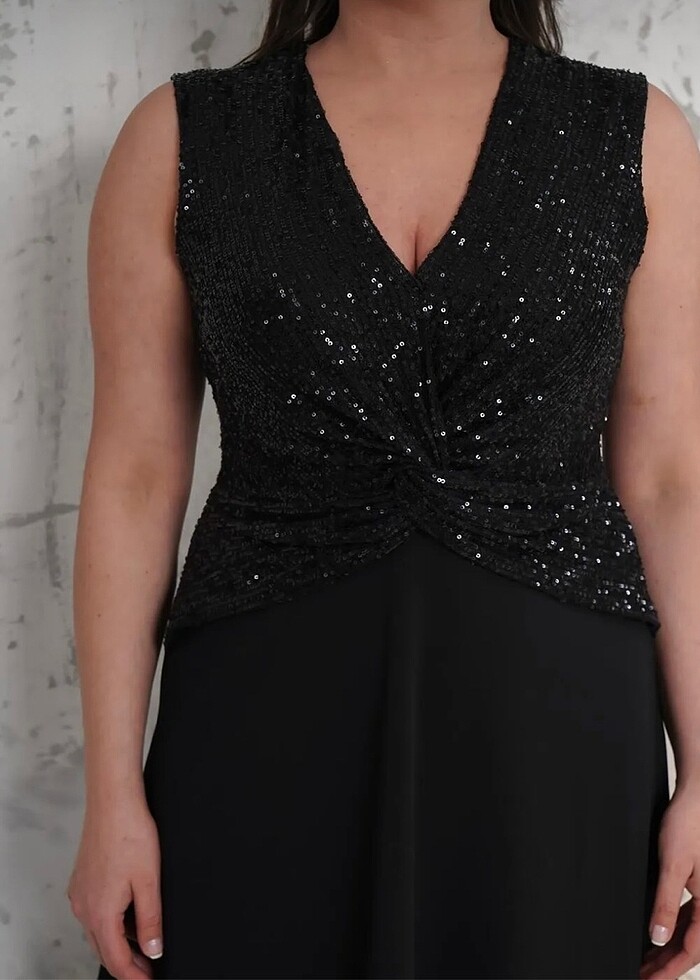 Büyük Beden Abiye Elbise Payetli - Görsel 3