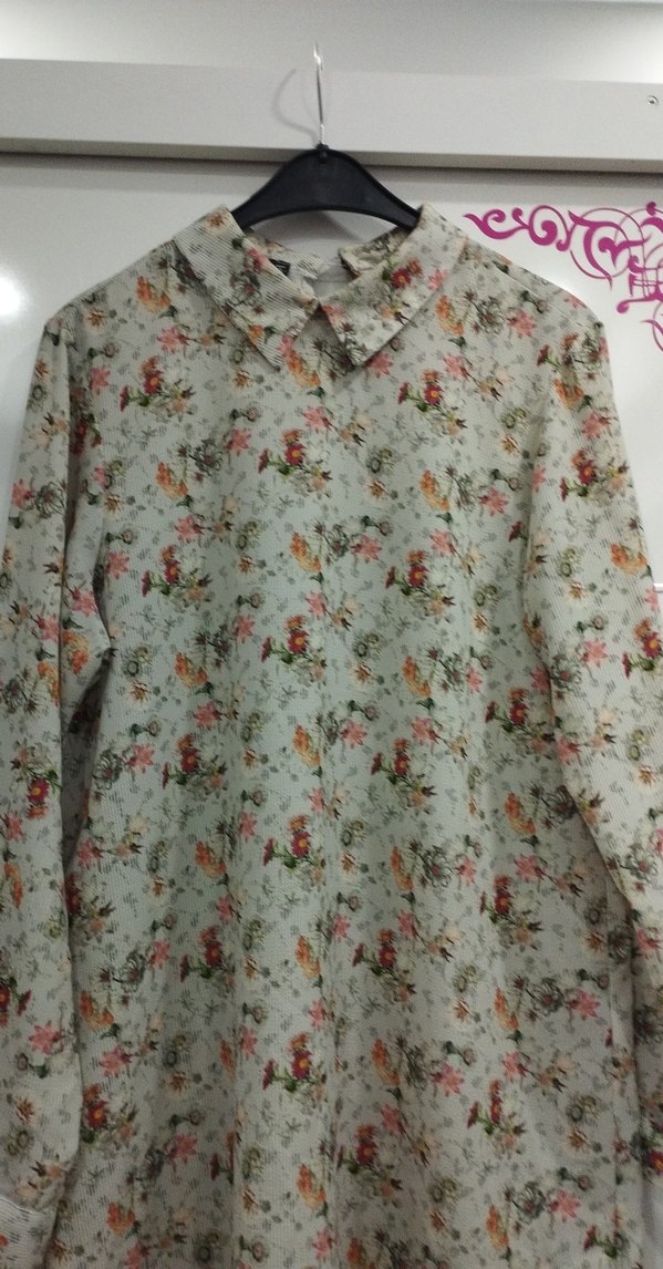 Uzun Kollu Çiçek Desenli Bohem Tunik - Görsel 2