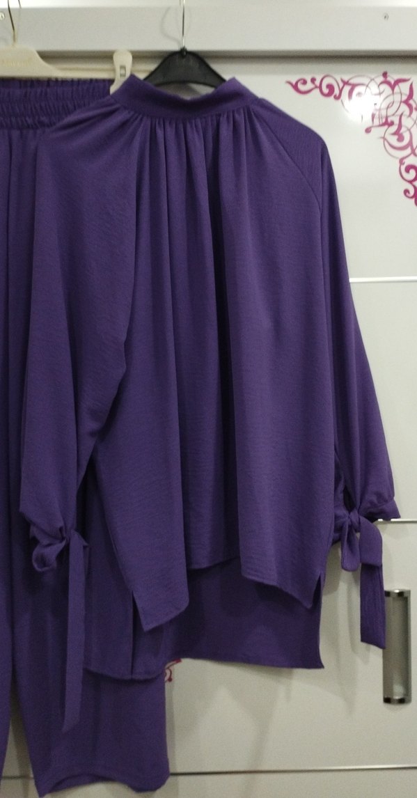 Mor Uzun Kollu Salaş Tunik - Görsel 2