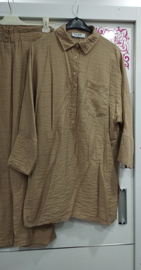 Kadın Bej Bohem Bol Kesim Uzun takım - Görsel 3