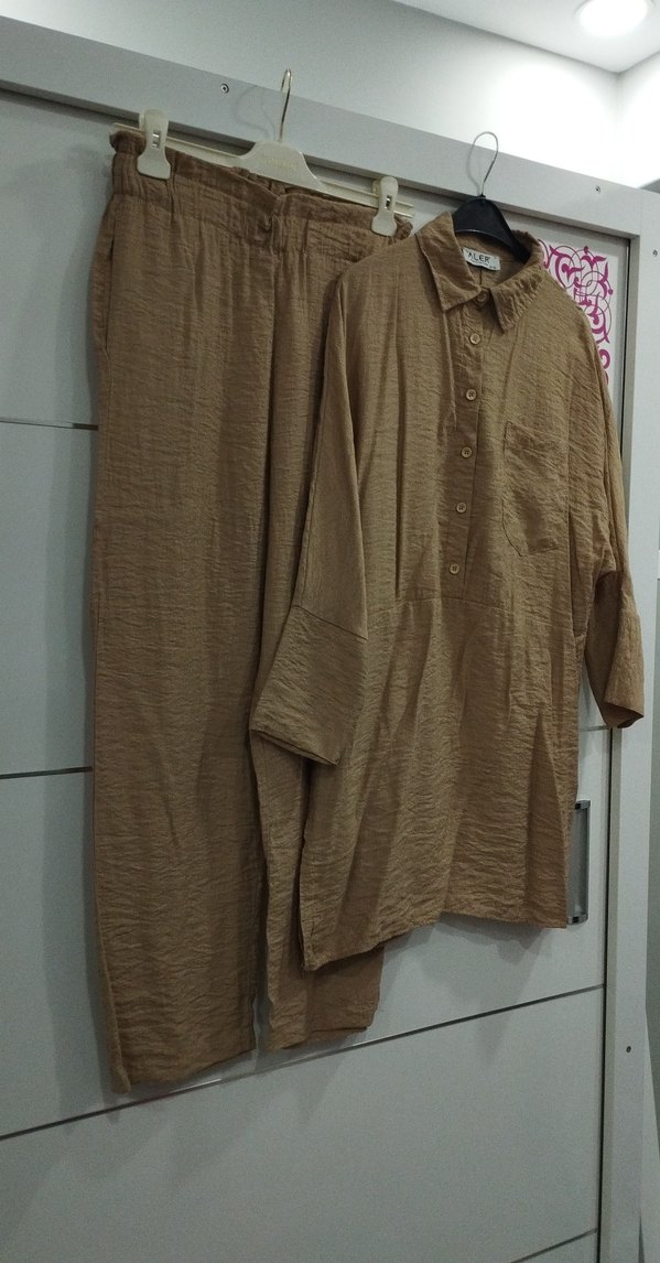 Kadın Bej Bohem Bol Kesim Uzun takım - Görsel 2