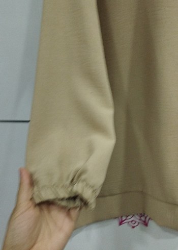 Bej Uzun Kollu Salaş Kadın Tunik - Görsel 2