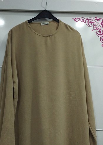 Bej Uzun Kollu Salaş Kadın Tunik - Görsel 3