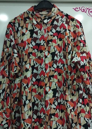 Renkli Desenli Kadın Uzun Kollu Gömlek - Görsel 2