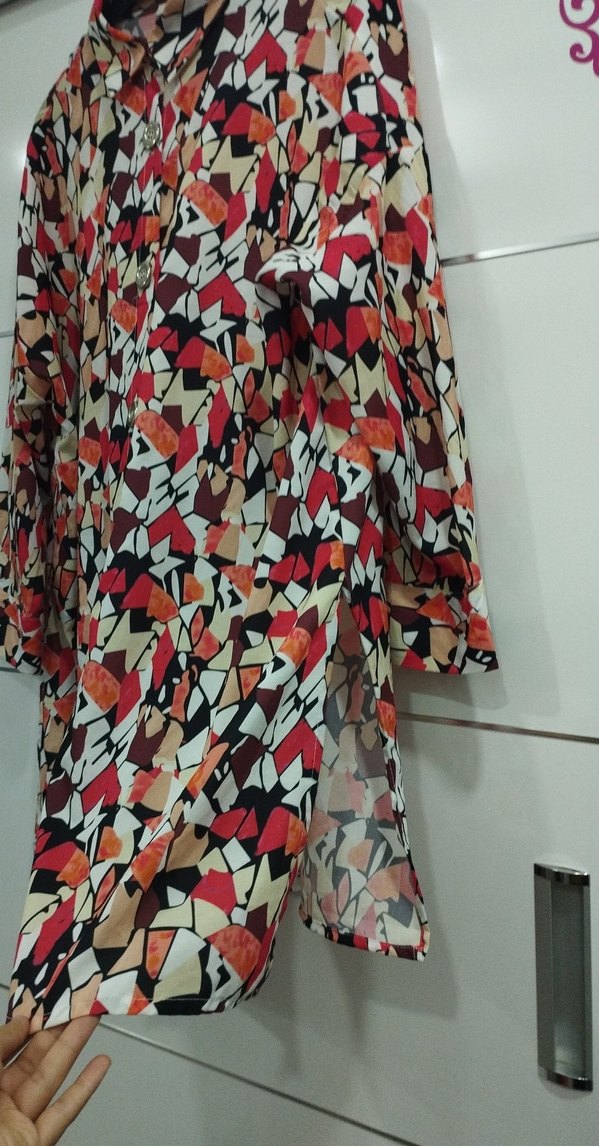 Renkli Desenli Kadın Uzun Kollu Gömlek - Görsel 3