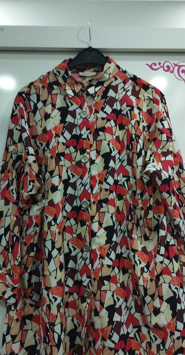 Renkli Desenli Kadın Uzun Kollu Gömlek - Görsel 2