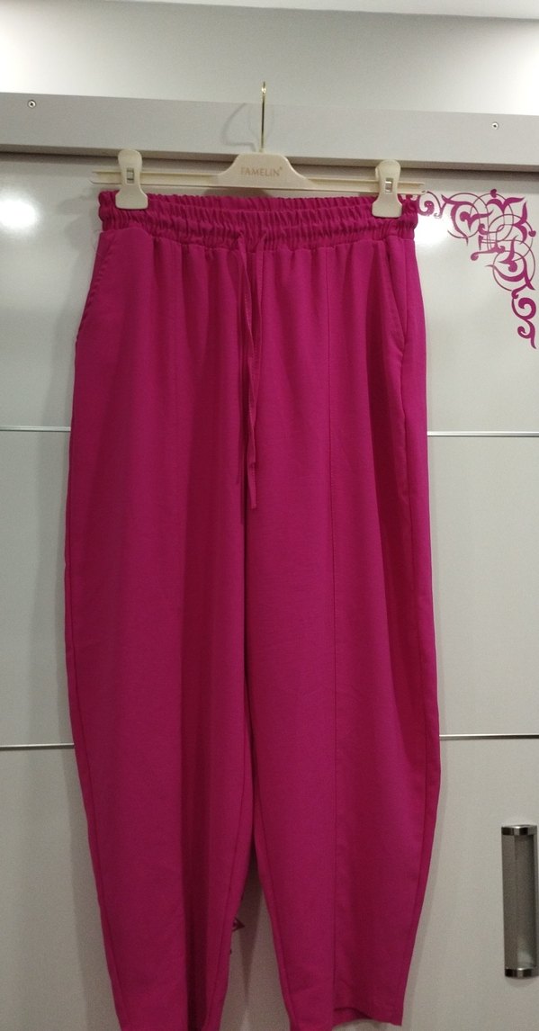 Pembe Salaş Kadın Pantolon - Görsel 2